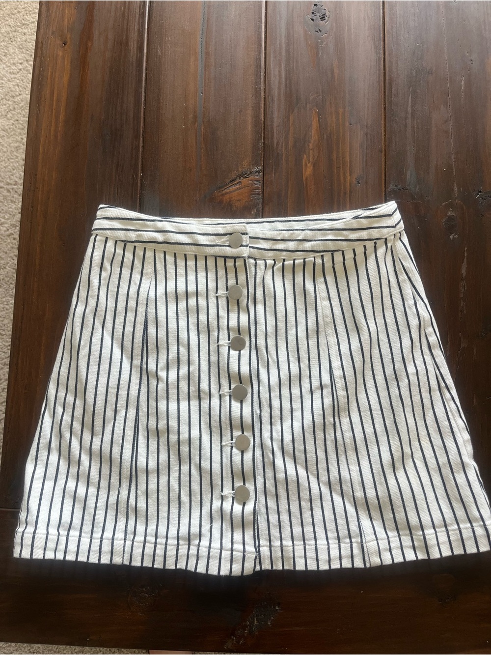 Altar’d State Button-Front White and Black A-Line Skirt
